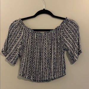 blue and white crop top